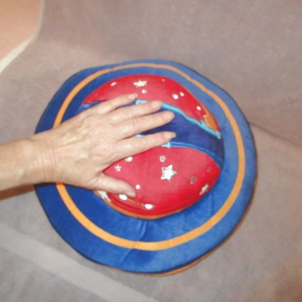 Vtg Celestial Flying Saucer Throw Pillow Plush Accent Stars Saturn Space 16
